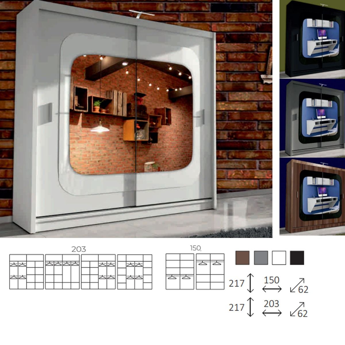 Chelsea Walnut 2 Door Mirrored Sliding Wardrobe08