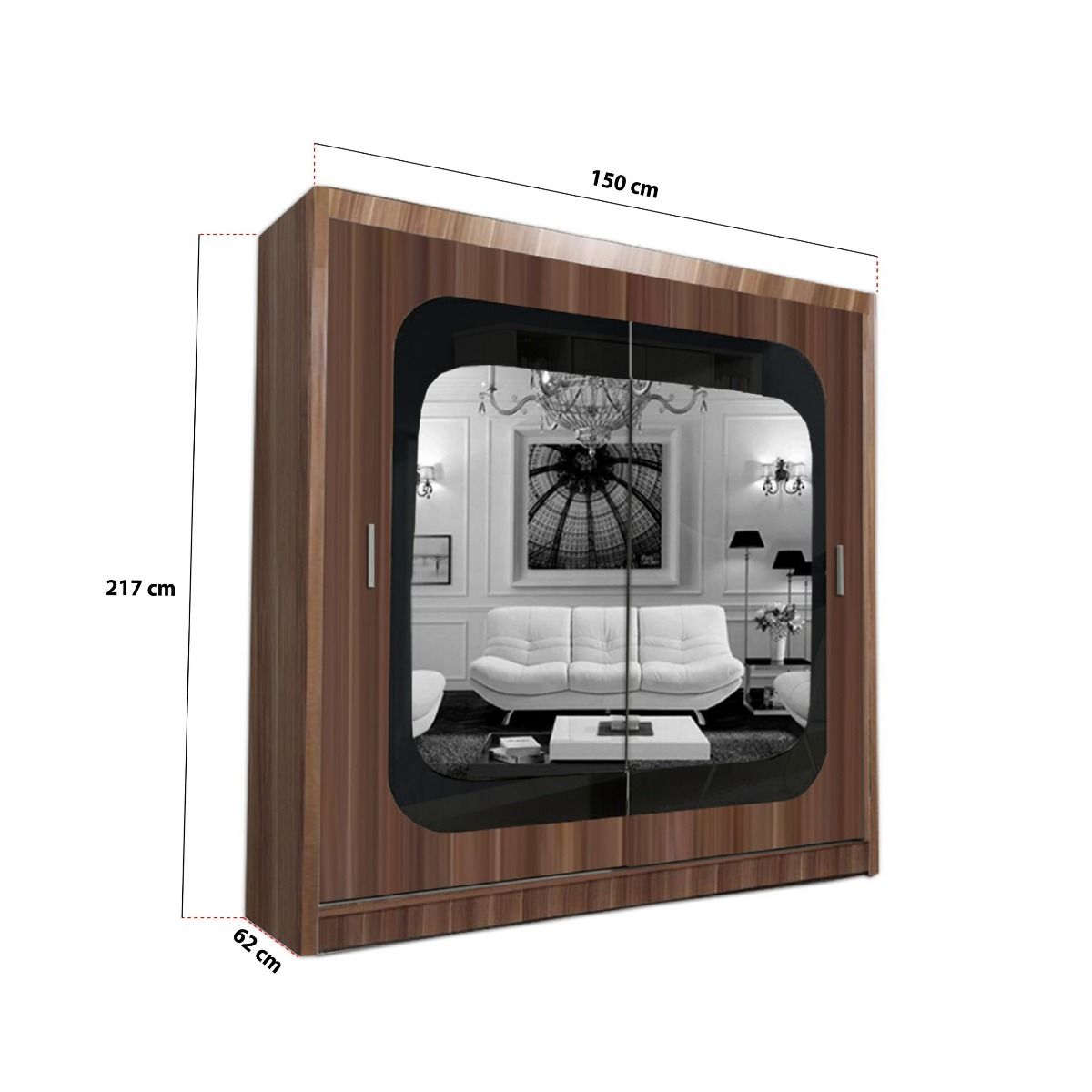 Chelsea Walnut 2 Door Mirrored Sliding Wardrobe14