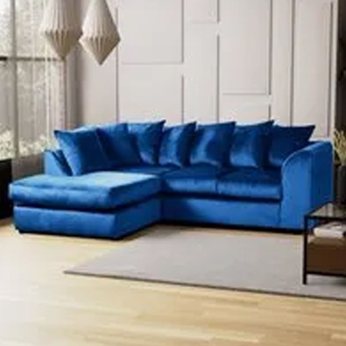 Dark Royal Blue Plush Velvet Dylan Sofa Mini1