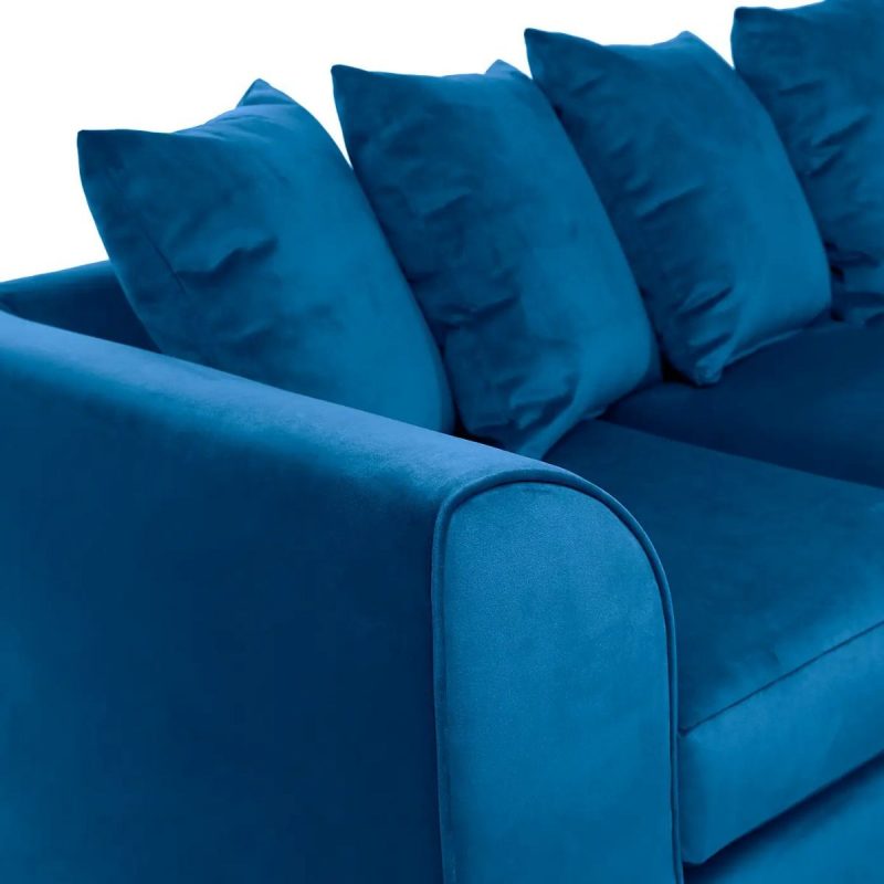 Dark Royal Blue Plush Velvet Dylan Sofa Mini6