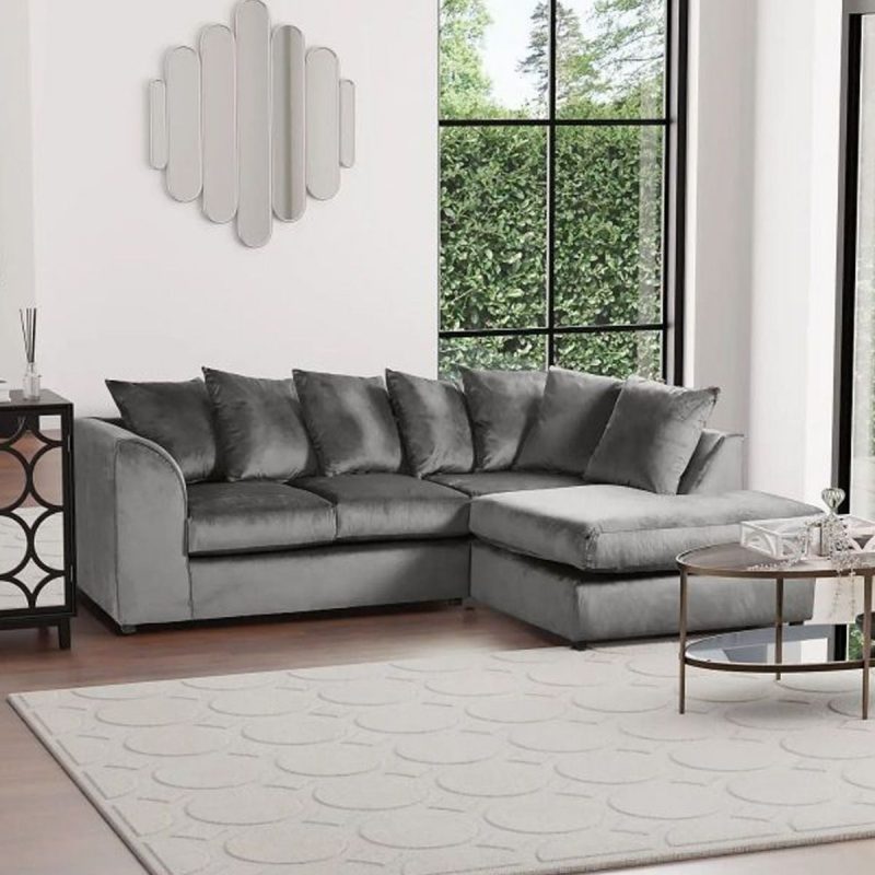 Dark grey plush velvet Dylan sofa mini3