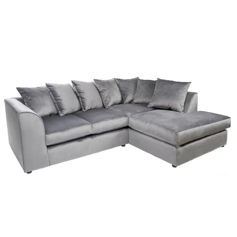 Dark grey plush velvet Dylan sofa mini5