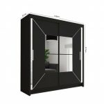 Hilton Mirror Sliding Door 120cm Wardrobe Blackwe2
