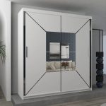 Hilton Mirror Sliding Door 203cm Wardrobe White