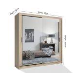 Chicago Mirror Sliding Door 90cm Wardrobe - Oak 2 Hilton Mirror Sliding Door 90cm Wardrobe Oak