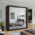 Husum Mirror Sliding Door 150cm Wardrobe Wenge