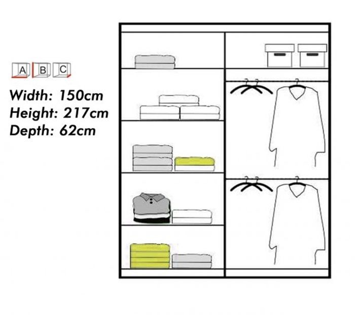 Mirror Sliding Door 150cm Wardrobe Greye323e2