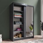 Mirror Sliding Door 150cm Wardrobe Greyw