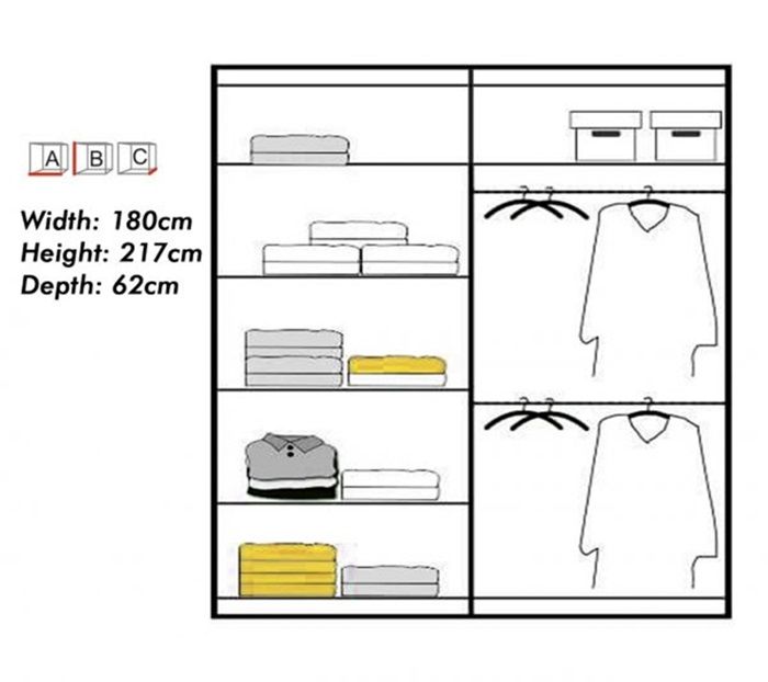 Mirror Sliding Door 180cm Wardrobe Blackerw44