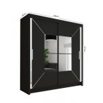 Mirror Sliding Door 180cm Wardrobe Blackfwerww