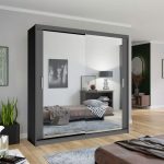 Mirror Sliding Door 180cm Wardrobe Grey