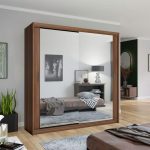 Mirror Sliding Door 180cm Wardrobe Walnut