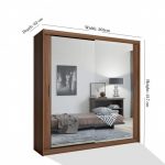 Mirror Sliding Door 203cm Wardrobe Walnut2