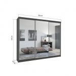 Mirror Sliding Door 250cm Large Wardrobe Grey2e