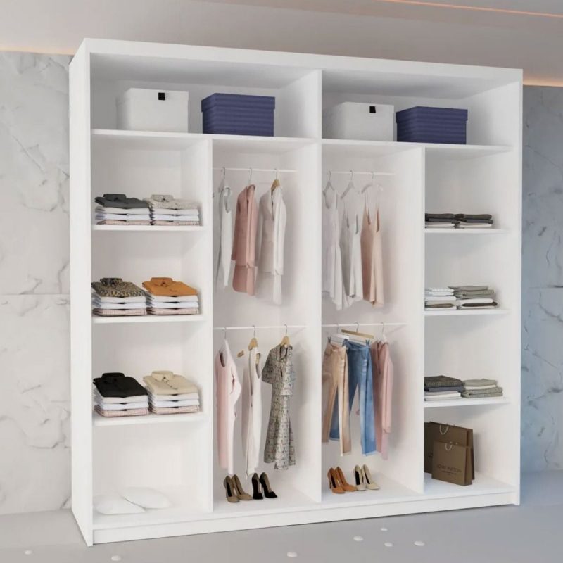 Round mirror sliding door wardrobe 211
