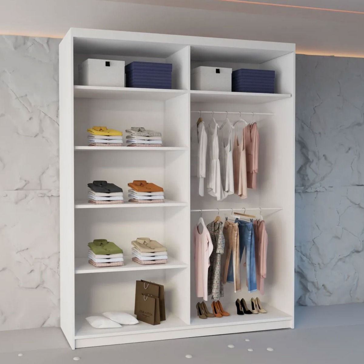 Round mirror sliding door wardrobe 213