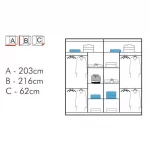 Round mirror sliding door wardrobe 23r