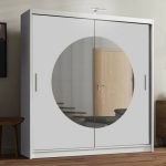 Round mirror sliding door wardrobe 4