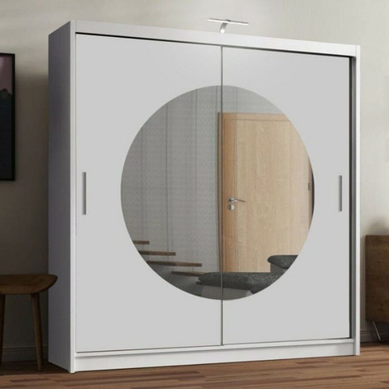 Round mirror sliding door wardrobe 4
