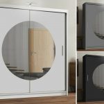 Round mirror sliding door wardrobe 8