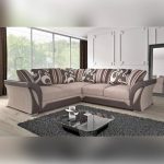 Shannon chenille fabric full corner sofas. Brown with Beige