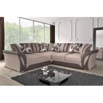 Shannon chenille fabric full corner sofas. Brown with Beige1