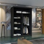 Tokyo Mirror Sliding Door 120cm Wardrobe Black2w12