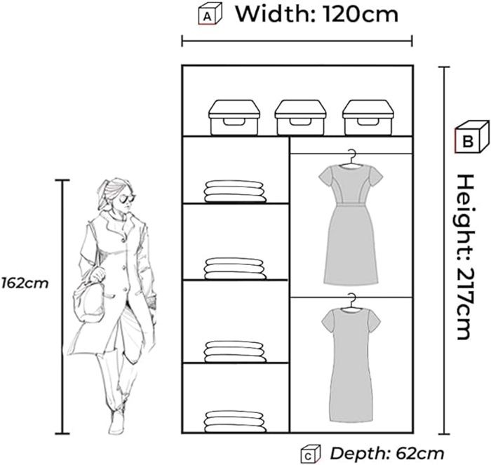 Tokyo Mirror Sliding Door 120cm Wardrobe Blackq