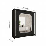 Tokyo Mirror Sliding Door 120cm Wardrobe Blackw322