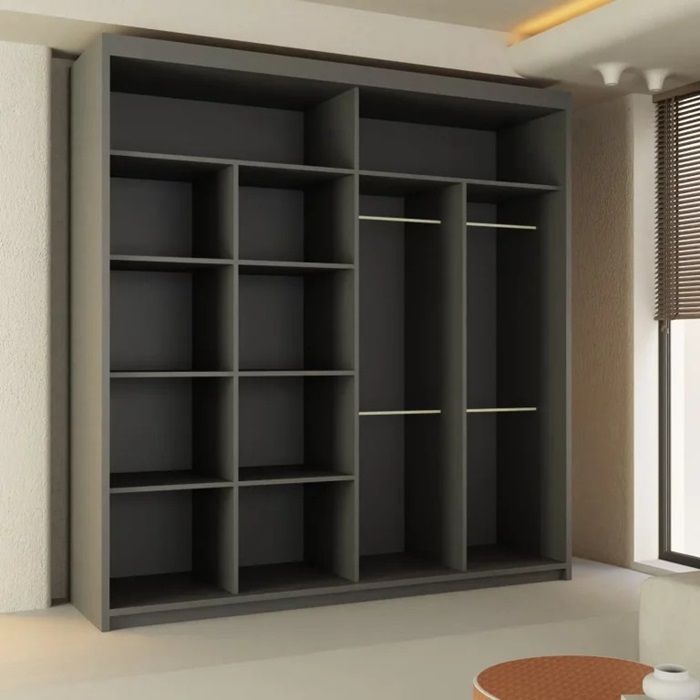 Tokyo Mirror Sliding Door 203cm Wardrobe Grey2e