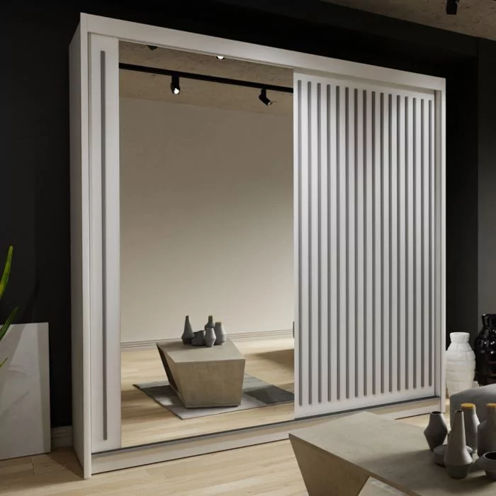 Zeus Sliding Door Wardrobe White1