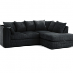 Zealous Jumbo Cord L Shape 4 Seater Corner Sofa In Black - Right Side