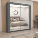 eMirror Sliding Door 180cm Wardrobe Grey