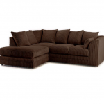 Zealous Jumbo Cord L Shape 4 Seater Corner Sofa In Chocolate Brown - Left Side