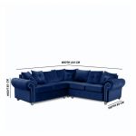 Ashwin Plush Velvet Corner Sofa Set BlueWWQ
