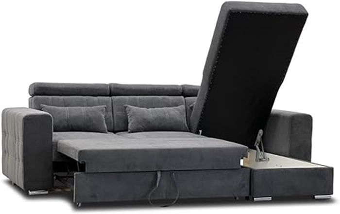 Lucas Corner Sofa Bed With Storage GreyW