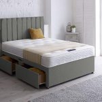Plush velvet divan bed with royal orthopaedic mattress 2 drawers